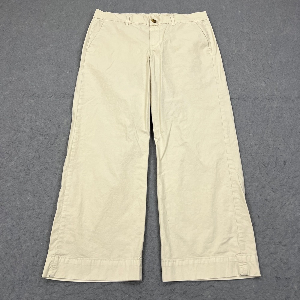 American Eagle Stovepipe Pants Womens 8 Short Cream Wide Leg Baggy Stretch 32x27